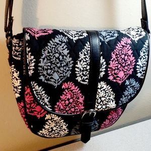 Vera Bradley Crossbody Sling Bkack Pink Medium